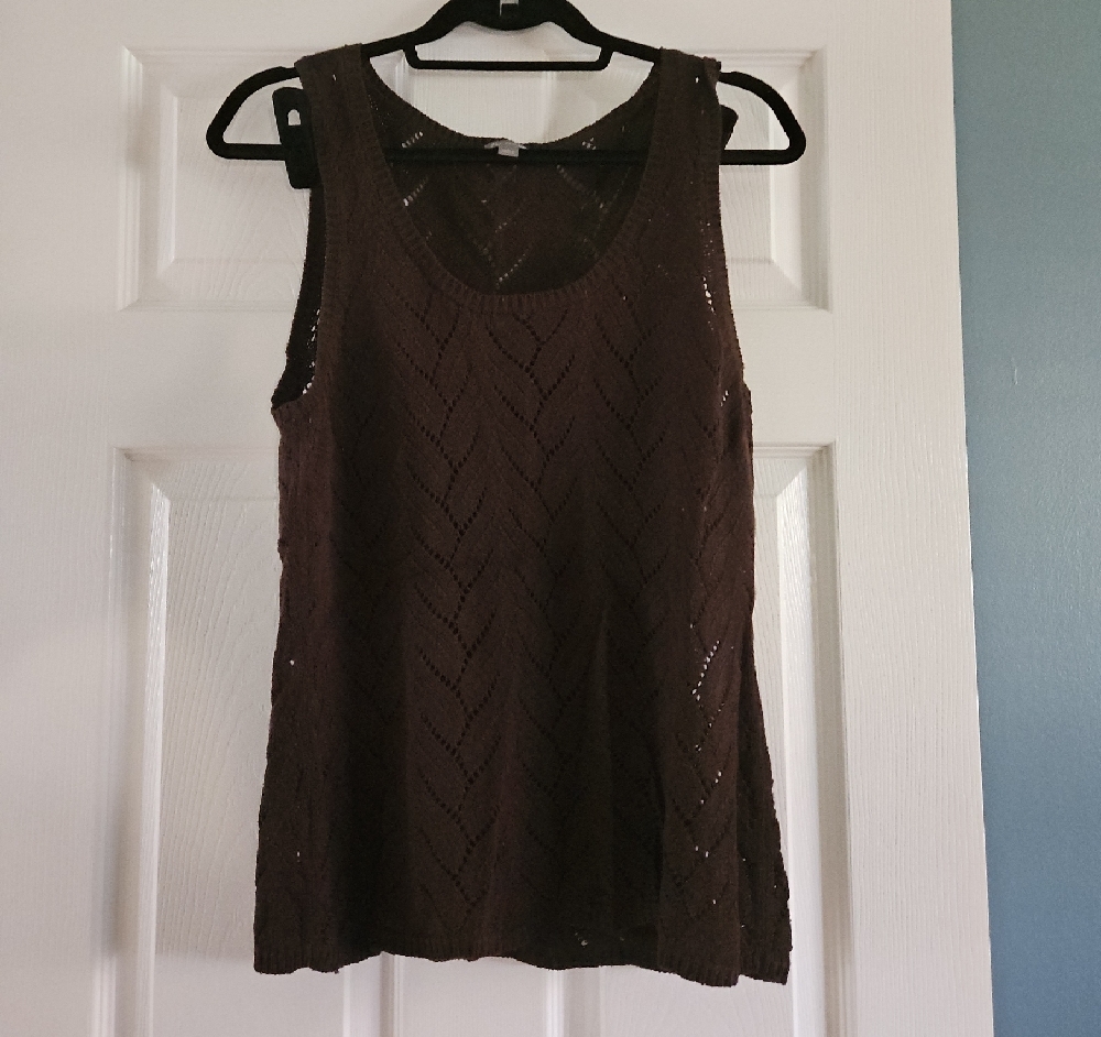 Ann Taylor Dark Brown Knit Tank Top Size L